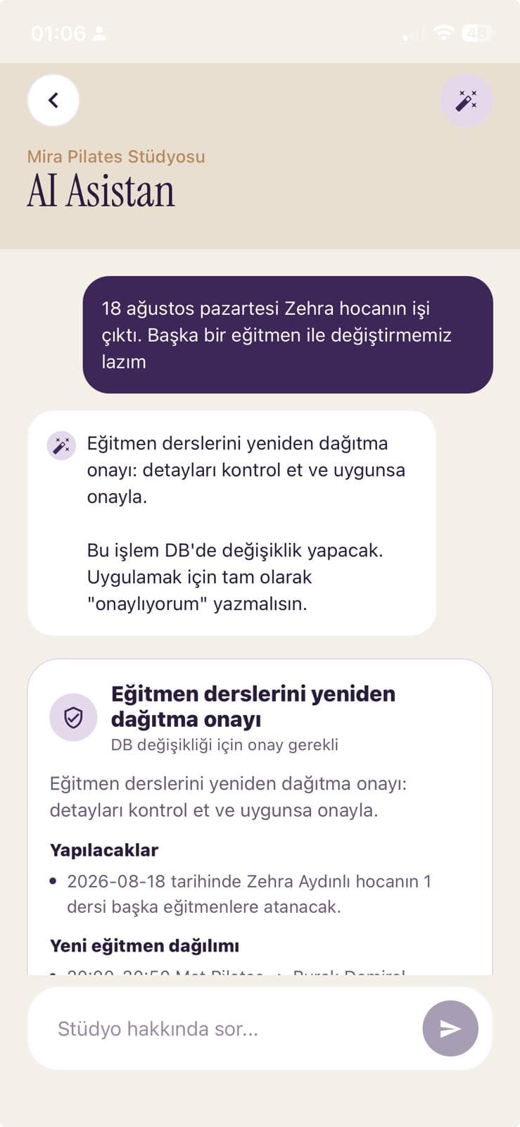 Studiofy yapay zeka asistanı mobil ekran görüntüsü